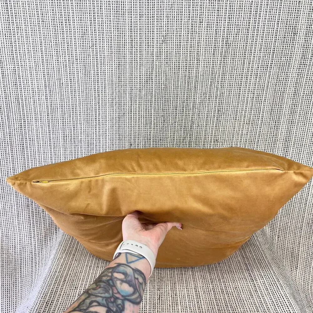 Cloud9 Designs Noah Velvet Pillow Gold Throw Decor No Insert 22 x 22 Square Sham